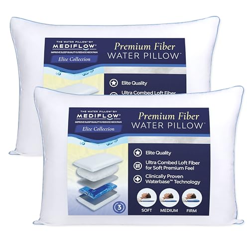 Mediflow Water Pillow - Elite Collection, Fiber Pillow. Orthopedic Pillow for Neck Pain Relief, Adjustable Water Pillow for Sleeping. (Two Pillows) Twin Pack - size: Twin Pack