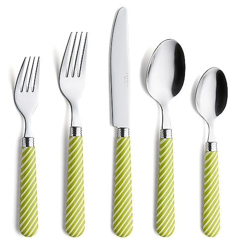 ANNOVA Silverware Set Stainless Steel Colorful Tableware Kitchen Flatware Set Utensils, Includes Dinner Knives, Forks, Spoons, Salad Forks & Dessert Spoons (Light Green, 20 Pieces) - color: Light Green