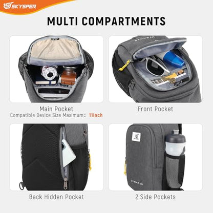 SKYSPER Sling Bag Anti Theft Crossbody Bag RFID Lightweight Travel Shoulder Chest Bag for Hiking Walking - color: Grey