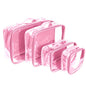 Clear Packing Cubes set of 4 / Packs 7-10 Days of Clothes/Premium PVC Plastic Storage Bags - color: Rose