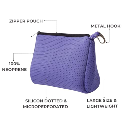 POPUPS Large Makeup Bag with Zipper - Waterproof Neoprene Cosmetic Bag 7.7 x 10.75 x 5 inches - Pouch Veri Peri - color: Basic Veri-Peri