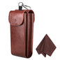 FINTIE Double Glasses Case with Carabiner Hook, Portable Vegan Leather Eyeglass Case Anti-scratch Sunglasses Pouch - color: Brown