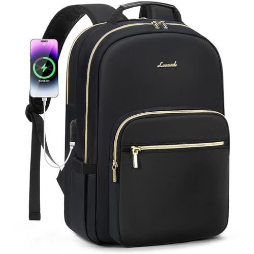 LOVEVOOK Laptop Backpack for Women 18.4 inch,Cute Womens Travel Backpack Purse,Professional Laptop Computer Bag,Waterproof Work Business College Teacher Bags Carry on Backpack with USB Port,Black-2 - color: Black-2, size: 18.4 inch