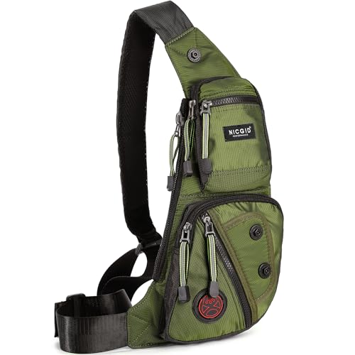 NICGID Sling Bag Chest Shoulder Backpack Crossbody Bags Casual Daypack for Men Women - color: Army Green