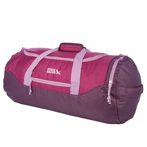 Eddie Bauer Stowaway Packable Duffel Bag | Travel | Foldable | Lightweight | Durable | Ripstop Polyester - color: Port