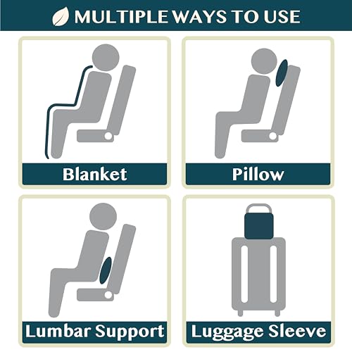 PAVILIA Travel Blanket Airplane Compact with Bag, Lightweight Soft Fleece Plane Blanket Long Flights, Camping Road Trips, Packable Travel Gift Essentials with Luggage Backpack Strap, 65x40, Teal Blue - color: Teal Blue