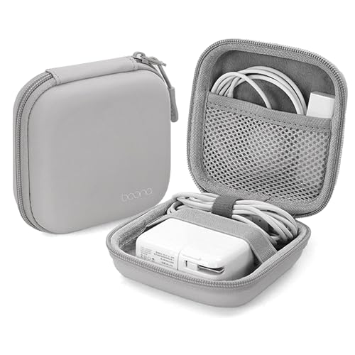 Charger Case for Macbook, Portable Tech Electronic Organizer Bag, Small Travel Storage Pouch for Laptop Accessories, MacBook Power Adapter, Charging Cords, USB Drives, Power Bank (Grey PU, M) - color: Grey PU, size: M