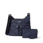 Baggallini Crossbody Travel Bag 11x8.5 Lightweight Water-resistant Nylon Handbag - color: French Navy Quilt