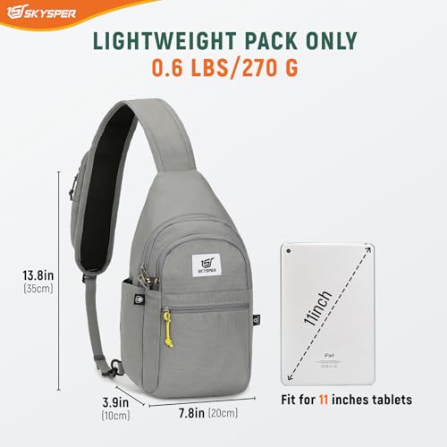 SKYSPER Sling Bag RFID Anti-Theft Crossbody Bag Recycled Travel Cross Body Bag Shoulder Sling Daypack - color: Gray