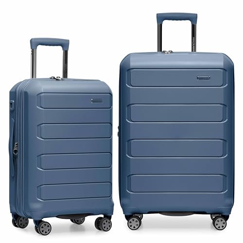Traveler's Choice Pagosa Hardshell Expandable Luggage with Spinner Wheels, Slate Blue, 2-Piece Set (22/27) - color: Slate Blue, size: 2-Piece Set (22/27)