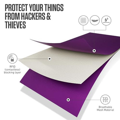 VENTURE 4TH Money Belt for Travel – Slim Hidden Under-Clothes RFID Blocking Anti-Theft Passport Holder & Travel Wallet Pouch for Men & Women to Protect Cash, Cards & Documents (Sleek Purple) - color: Sleek Purple
