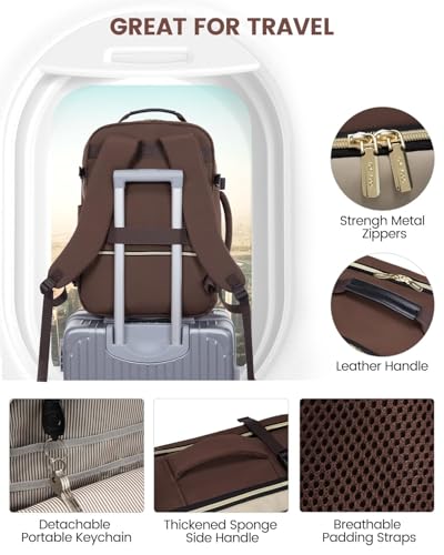 LOVEVOOK 40L Travel Backpack for Women & Men, Airline Approved Carry On Luggage with 3 Packing Cubes, TSA Overnight Bags, Waterproof Personal Item Bag, Weekender Essentials Backpacks fits 17" Laptop - color: Coffee-beige-black, size: Large