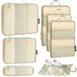 Bagail Ultralight Compression Cubes 7 Set - 3 Packing Cubes, 3 Organizers, and 1 Shoe Bag - color: Flower, style: Mesh Pattern