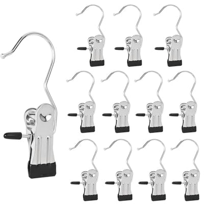 Boot Hanger Clips, 12-Pack Laundry Hanging Hooks Clothes Pins for Closet Organizer, Heavy Duty Hanger Clips for Pants, Socks, Towels, Hats, Boots, and Travel, Space-Saving Clothes Clips for Home Use