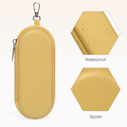Double Eyeglasses Case, Dual Glasses Sunglasses Organizer with Zipper Closure, Eyewear Storage Box for Men Women Travel - color: Mellow Yellow
