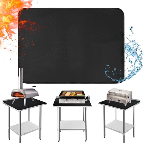 Heat Resistant Mats for Countertop and Grill Table, Fireproof Grill Mats for Outdoor Grill, Portable Charcoal Grill, Gas Grill, Pizza Oven Compatible with Blackstone, Ninja 24x31x0.02in, Black - color: Black, size: 24x31x0.02in