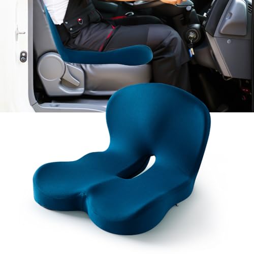 Buttocks Cushion for Office Chair Memory Foam Seat Pad for Butt Support Tailbone Relief Ergonomic Chair Cushion for Home Car Travel or Work (Navy Blue) - color: Navy Blue