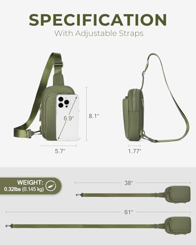 CHOLISS Small Crossbody Bags for Women and Men, Sling Bag for Women and Men Trendy, Fanny Packs Chest Bag with Extended Strap - color: Green
