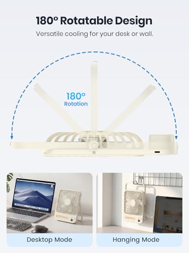 Warmco 10000mAh Portable Travel Fan 7-inch, Up to 24H Runtime, Ultra-thin Quiet Rechargeable Battery Powered Desk Fan with Digital Display for Camping, Office, Bedroom, Cruise Essentials - color: Cloud
