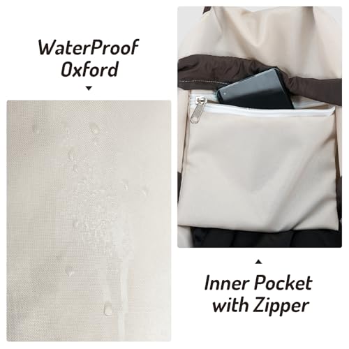 Seiritex Laundry Bag Backpack with Shoulder Straps and Detergent Holder Clothes, Travel Laundry Backpack Bag Hamper for College Dorm Room (Khaki w Brown) - color: Khaki w Brown