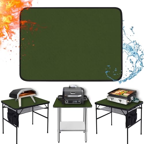 24x31in Heat Resistant Grill Mats for Outdoor Grill to Protect Your Prep Table and Outdoor Grill Table - Fire Proof & Water Proof & Oil Proof BBQ Mat - Green（1mm） - color: Green, size: 24x31x0.04in