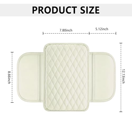 Stacool Upgraded Car Center Console Cover,Microfiber Leather Car Armrest Cover Cushion with 2 Storage Bags,Universal Car Armrest Storage Box (Cream) - color: Cream