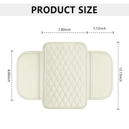 Stacool Upgraded Car Center Console Cover,Microfiber Leather Car Armrest Cover Cushion with 2 Storage Bags,Universal Car Armrest Storage Box (Cream) - color: Cream