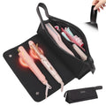 JKAOO Hair Tools Travel Bag and Heat Resistant Mat, 2 in 1 Portable Organizer Hair Travel Case for Curling Iron, Hair Straightener, Flat Irons, PU Hangable Handle, Neoprene (Elegant Black) - color: Elegant Black
