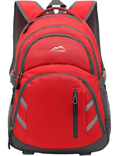 ProEtrade Extra Large Backpack Bookbag for College Laptop Travel, Fit Laptop Up to 17 inch with USB Charging Port Multi Compartment Anti theft, Gift for Women Men (Light Red) - color: Strong Red, size: 17 Inch