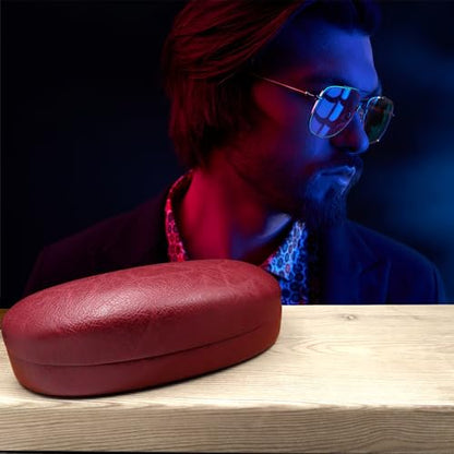 MyEyeglassCase Hard Sunglasses case - Women Glasses Case Holder - Large Durable Eyeglass Case Hard Shell with Pouch & Cloth - color: Burgundy Distressed