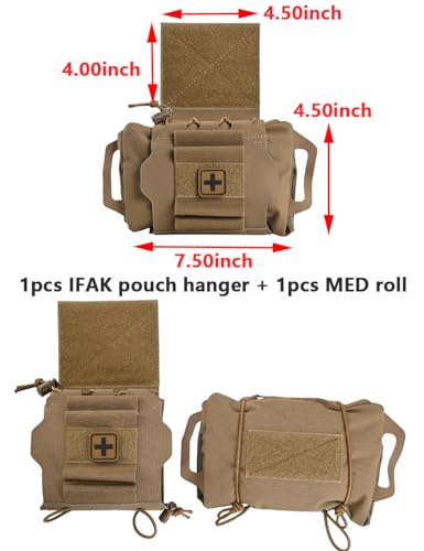 SABADO Rapid/Quick Deploy First Aid Kit Pack Tactical IFAK Pouch Two-Piece System Med Roll Carrier Hypalon Handle Outdoor Sport Hunting Bag - color: Coyote Brown