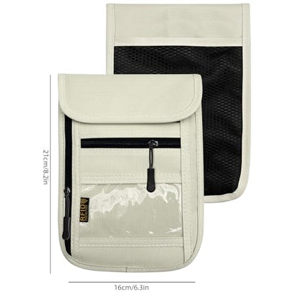 RFID Blocking Travel Neck Wallet Pouch and Passport Holder, Travel Neck Pouch Passport Holder for Women & Men - Beige - color: beige