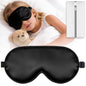 Kids Sleep Mask, Kids Eye Mask for Boys Girls, Kid Silk Eye Masks with Adjustable Strap for Sleeping, 100% Light-Blocking Sleep Eye Cover, Includes Protective Laundry Bag (Black) - color: Black