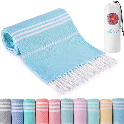 Antfuny Table Runner Boho Rustic, Turkish Beach Towel, Quick Dry, Sand Free, Extra Large Bath Towel, Lightweight for Adult Pool, Beach, Travel, Sandproof, Cute Compact Men Women Birthday Gifts - color: Thinner Turquoise, size: 72 x 36 inch