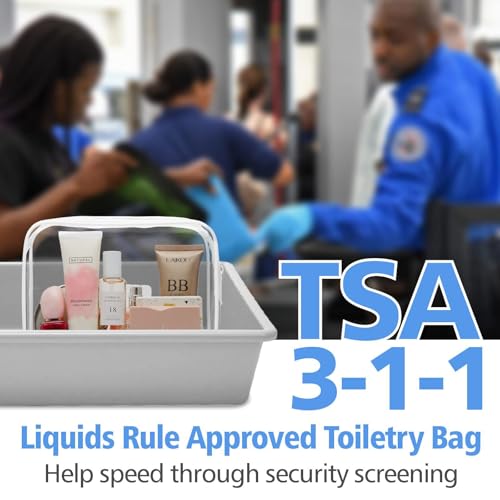 12 Pieces Clear Cosmetics Bag, Clear PVC Zippered Cosmetic Makeup Pouch, TSA Approved Toiletry Bag for Travel, Waterproof Vinyl Plastic Organizer Case for Vacation Bathroom (White Medium) - color: White