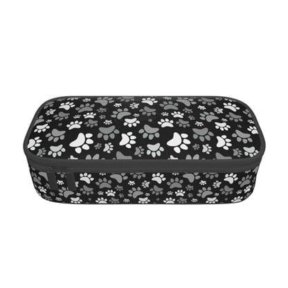 Perinsto Black And White Dog Animal Paws Pencil Case Big Capacity Multi Compartment Stationery Box Pencil Pouch Holder Desk Organizer For School Office Home - color: Paws #01