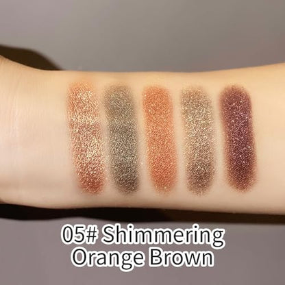 Glitter Shimmer Eyeshadow Palette – High Pigment Sparkly Metallic Eye Makeup Rose Quartz, Silver Champagne, Coral Pink, Taupe Gold & Plum Silver Shades, Long-Lasting Festival Party Eye Glitter Palette - color: C05
