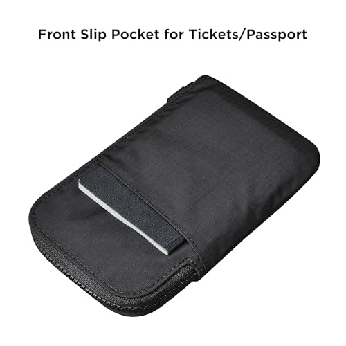 ALPAKA Zip Travel Wallet Black Axoflux 210D - RFID Passport Holder - Self Locking Zipper - Tear Resistant Material - Four Pockets and Two Card Slots - HUB Accessories Compatible - color: Black