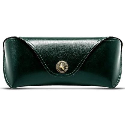 SUNGAIT Vegan Leather Glasses Case Portable Sunglasses Holder Hard Shell Slim Design Travel-Ready - color: Dark Green
