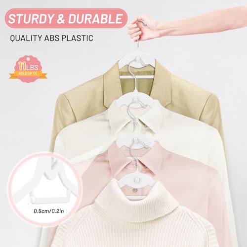 Velvet Stackable Hangers 30 Pack, STOPKLAS White Clothes Hangers Non Slip Felt Hangers with 360° Swivel Hook, Thin Hanger Space Saving, Heavy Duty Closet Hanger for Clothes, Coats, Suits, Dress, Pants - color: White