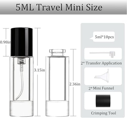 5ml Perfume Travel Refillable Bottle Perfume Atomizer, Travel Size Perfume Bottle,12pcs Glass Bayonet Mount Fragrance Atomizers for Trip, Leak-proof Cologne Sprayer Bottles - color: black