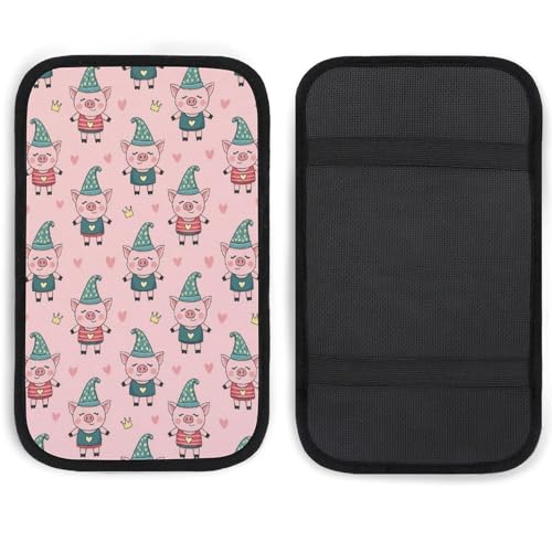 Vehicle Center Console Armrest Cover Pad Cute Pig Pink, Soft Comfort Cushion, Universal Fit for Car, Elegant Design Car Armrest Cover, Waterproof - color: Picture (70)