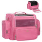 NAONAYA Pink Makeup Brush Bag, Clear Makeup Brush Holder with Lid, Extra Large Capacity Travel Cosmetic Bag Makeup Artist Must Haves,Make Up Organizers and Storage, with Adjustable Dividers - color: Pink