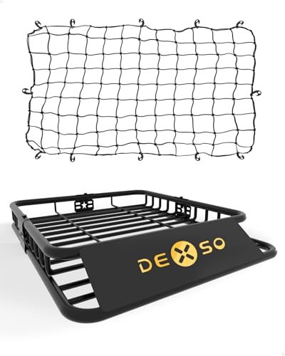 DEXSO 51" x 36" Universal Roof Rack Basket with Cargo Net, 200 Lbs Capacity Rooftop Cargo Carrier Basket, Heavy Duty Luggage Holder Rack for SUVs, Trucks, Vehicles - size: 51" x 36" w/Net