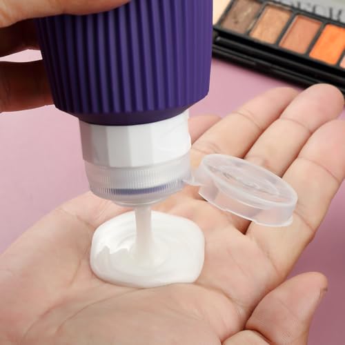 Mrsdry 16 Pack Travel Bottles for Toiletries, Large 6oz Silicone Travel Containers with No-Drip Valve and Wide Opening - color: Purple, size: Large