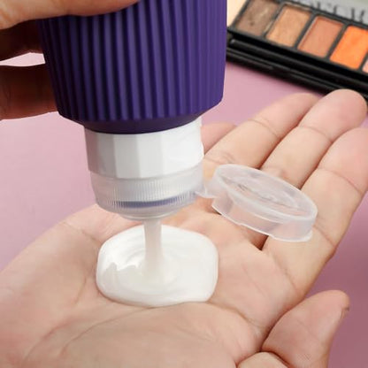 Mrsdry 16 Pack Travel Bottles for Toiletries, Large 6oz Silicone Travel Containers with No-Drip Valve and Wide Opening - color: Purple, size: Large