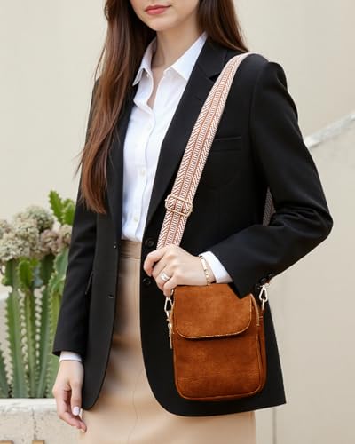 Fashion Small Crossbody Bags for Women Trendy Designer Cell Phone Purses Wallets with Card Holder Anti Theft Travel - color: Brown