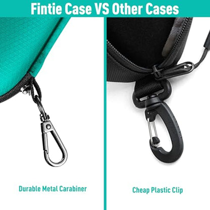 FINTIE Sunglasses Case, Hard EVA Shell Shockproof Sport Glasses Case with Metal Carabiner Travel Zipper Eyeglasses Holder - color: Green