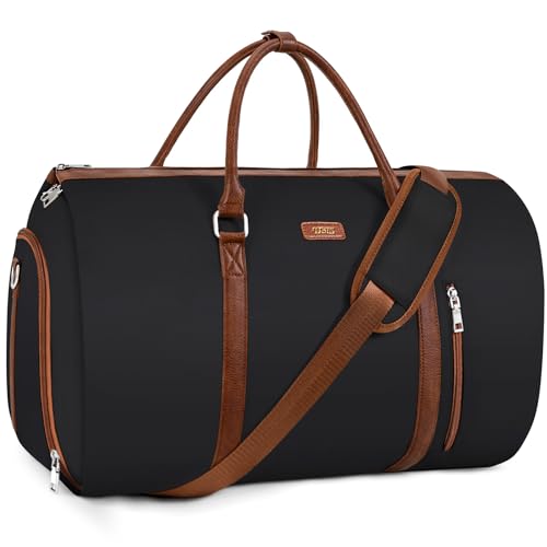 Convertible 2-in-1 Garment Bags for Travel, 50L Carry On Garment Duffle Bag With Shoe Compartment Large Weekender Bag for Women Men Hanging Suitcase Suit Travel Duffel Overnight Bags - color: 2-Black