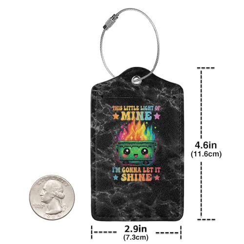 This Little Light of Mine Dumpster Fire Set of 2 Durable Leather Luggage Tags Stylish Travel Gear Men Women